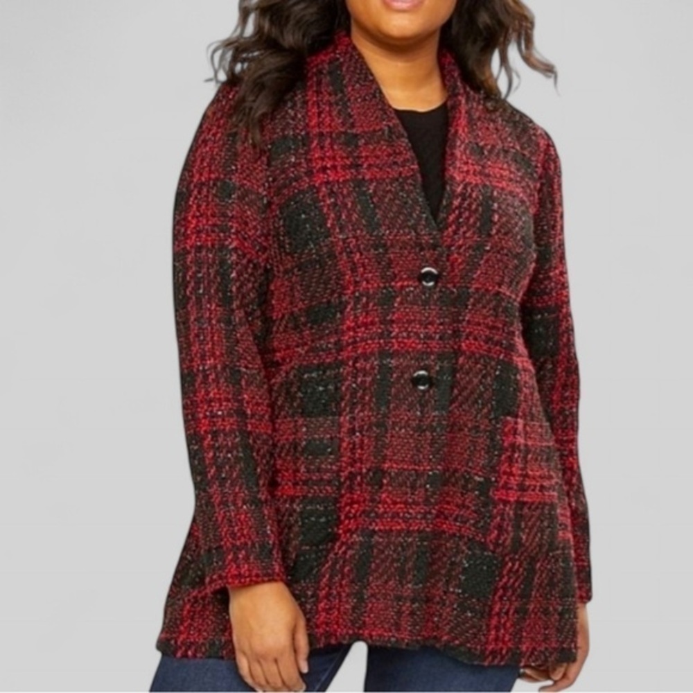 Lane Bryant Plaid Shimmer Coat with Pockets